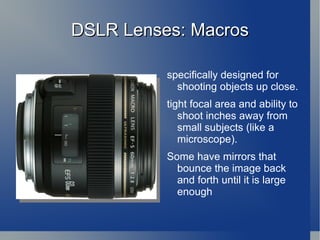 Holding your DSLR Before you take your shot take a gentle but deep breath, hold it, then take the shot (don't stab, hold down halfway and gently depress all the way when in focus) and exhale.  