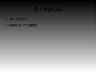 Bibliografia
● Wikipédia
● Google imagens
 