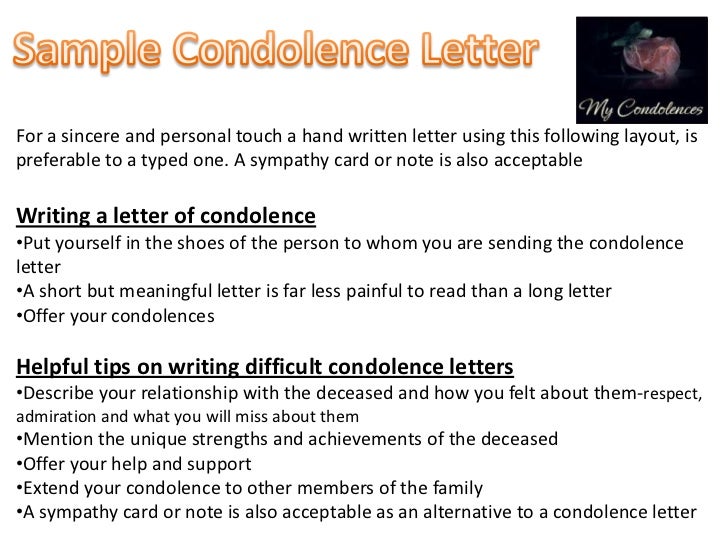 condolence letter condolences letter