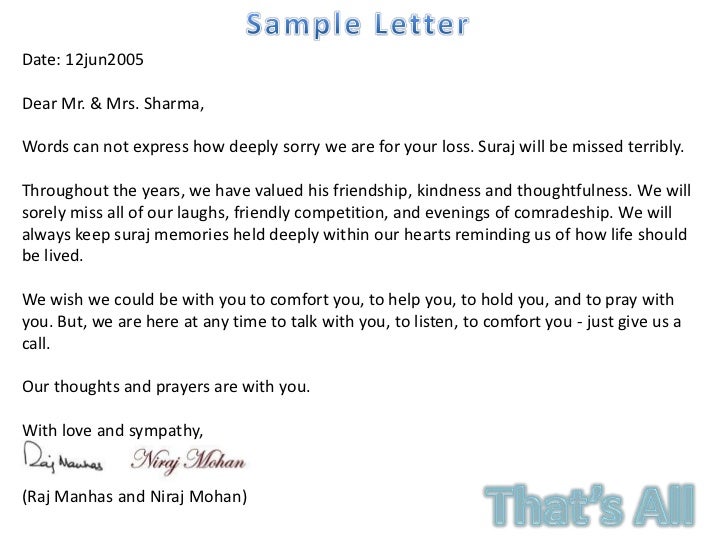 what to write in a condolence letter