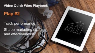 Video Quick Wins Playbook 
Play #2 
Track performance. 
Shape marketing strategy 
and effectiveness! 
21 | ©2014 Brightcove Inc 
 