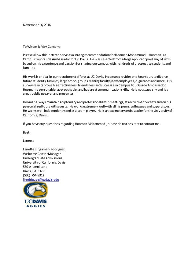 november162016 to whom it may concern please allowthislettertoserve asa strongrecommendationforhoomanmohammadi hoomanis
