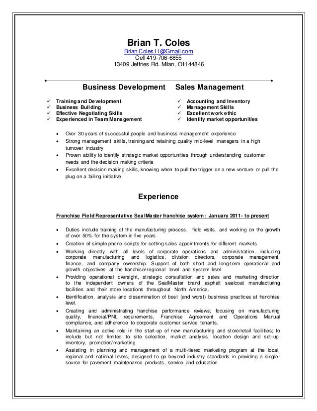 brian coles resume 2017