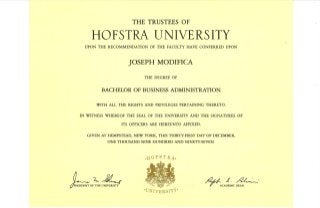 Joseph Modifica CPA Hofstra University BBA Accounting Degree Dated 12-31-97