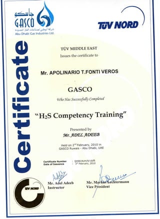 H2S Competency Certificate