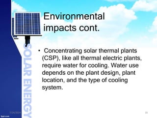 Solar Energy and its environmental impacts | PPTX