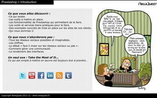 Prestashop > IntroductionCe que vous allez découvrir : Ce qui existe.