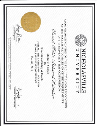 masters certificate