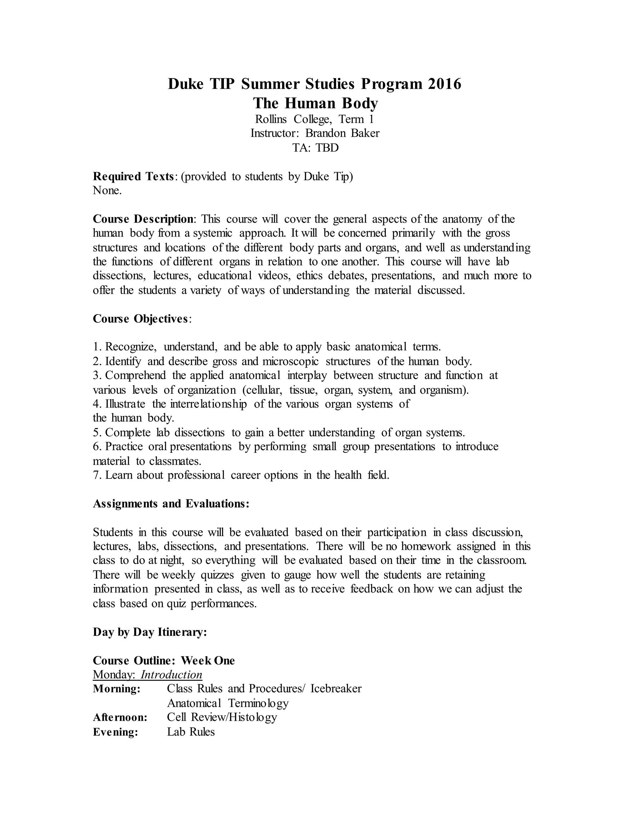 Course Syllabus Duke TIP PDF