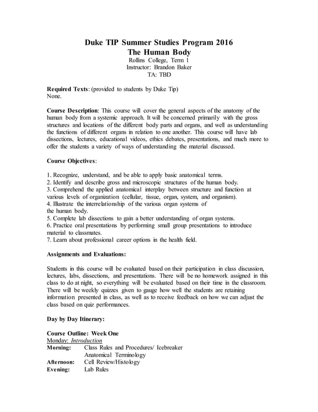 Course Syllabus Duke TIP PDF