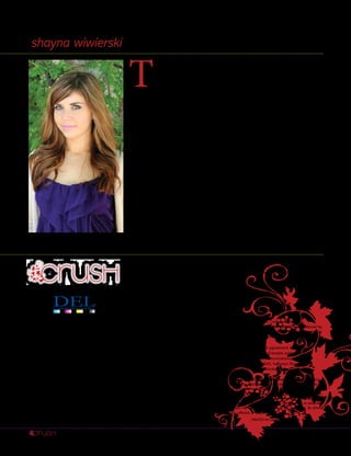 6
is published by
Suite 300, 6 Roslyn Road
Winnipeg, Manitoba
Canada R3L 0G5
www.delcommunications.com
president & ceo
david langstaff
publisher
jason stefanik
managing editor
shayna wiwierski
shayna@delcommunications.com
contributing writers
thomas deegan
melanie franner
leeann froese
amanda lefley
kaitlyn little
jillian mitchell
advertising sales manager
dayna oulion
dayna@delcommunications.com
account representatives
gary barrington
cheryl ezinicki
mic paterson
anthony romeo
colin trakalo
production services provided by
S.G. Bennett Marketing Services
www.sgbennett.com
art director
kathy cable
layout
joel gunter
advertising art
dana jensen
© 2014 DEL Communications Inc.
All rights reserved. Contents may not be reproduced­by
any means, in whole or in part, without the prior written
permission of the publisher­.
Publications mail agreement #40934510
Return undeliverable address to:
DEL Communications Inc.
Suite 300, 6 Roslyn Road
Winnipeg, Manitoba, Canada R3L 0G5
While every effort has been made to ensure the accu-
racy of the information contained in and the reliability of
the source, the publisher in no way guarantees nor war-
rants the information­and is not responsible for errors,
omissions or statements­made by advertisers. Opinions
and recommendations­made by contributors or advertis-
ers are not necessarily those of the publisher­, its direc-
tors, officers or employees.
PRINTED IN CANADA • 07/2014
DELCommunications Inc.
editor’s message
shayna wiwierski
T
here’s no doubt about it, Canada went through the ringer this past winter.
Even though the nation experienced the roughest winter in a long time (with
some regions being “colder than Mars”), wine sales have not cooled down.
VQA sales in Ontario have increased by $100 million since 2008, and
reached $268 million alone in 2013. Even though Ontario’s grapes were hit hard with
last winter’s polar vortex, the industry is still thriving.
In this issue of Crush, we take a look at Ontario wineries and how their crops and
inventories have sustained the extreme cold. On the other side of the country, we
visit Okanagan Villa Estate Winery, which has gotten some major buzz lately with their
Vibrant Vine Tasting Room, which offers a 3-D experience. The winery was also the
recipient of the Platinum Award for Best White Wine in the World at the 2013 World
Wine Competition in Geneva, Switzerland, a feat that put the small, family owned winery
on the map.
Although I like to call this edition of Crush the “branding issue” for its stories on why
wineries should hire PR firms, as well as a look at innovative labels, we have something
for everyone. So sit back, grab a glass of your favourite pinot gris, and relax as you flip
through the pages. If you want more Crush news, as well as up-to-date information on
what’s happening in Canada’s wine regions, visit us online at crushmagazine.ca.
Cheers!
Shayna Wiwierski
Shayna@delcommunications.com o
 