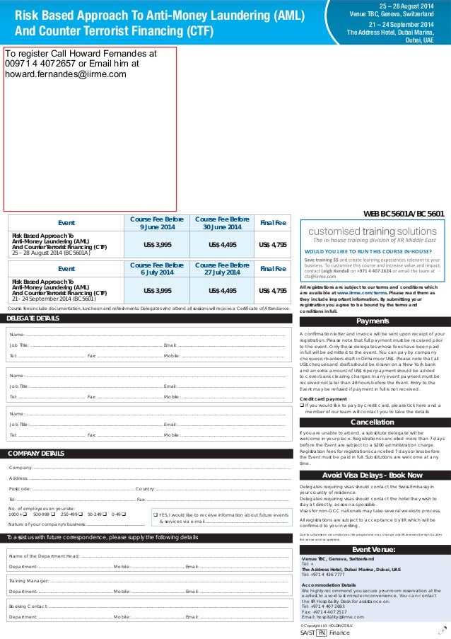 Risk Based Approach To Anti Money Laundering And Counter Terrorist Fi