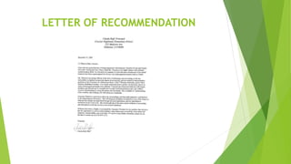 LETTER OF RECOMMENDATION
 