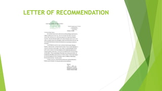 LETTER OF RECOMMENDATION
 