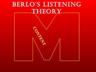 Berlo’s Listening Theory CONTENT 