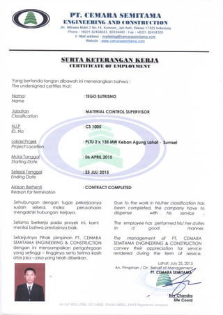 3.1 certificate of employment