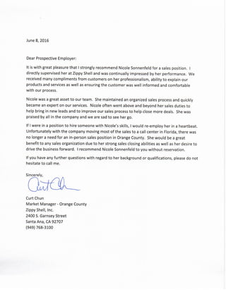 Reference Letter Zippy Shell | PDF