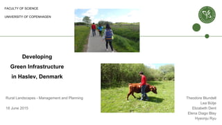 Developing
Green Infrastructure
in Haslev, Denmark
Theodore Blundell
Lea Bütje
Elizabeth Dent
Elena Diago Blay
Hyeonju Ryu
Rural Landscapes - Management and Planning
18 June 2015
FACULTY OF SCIENCE
UNIVERSITY OF COPENHAGEN
 