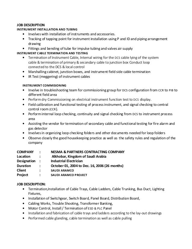journeyman electrician job description