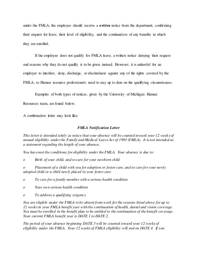 fmla cover letters