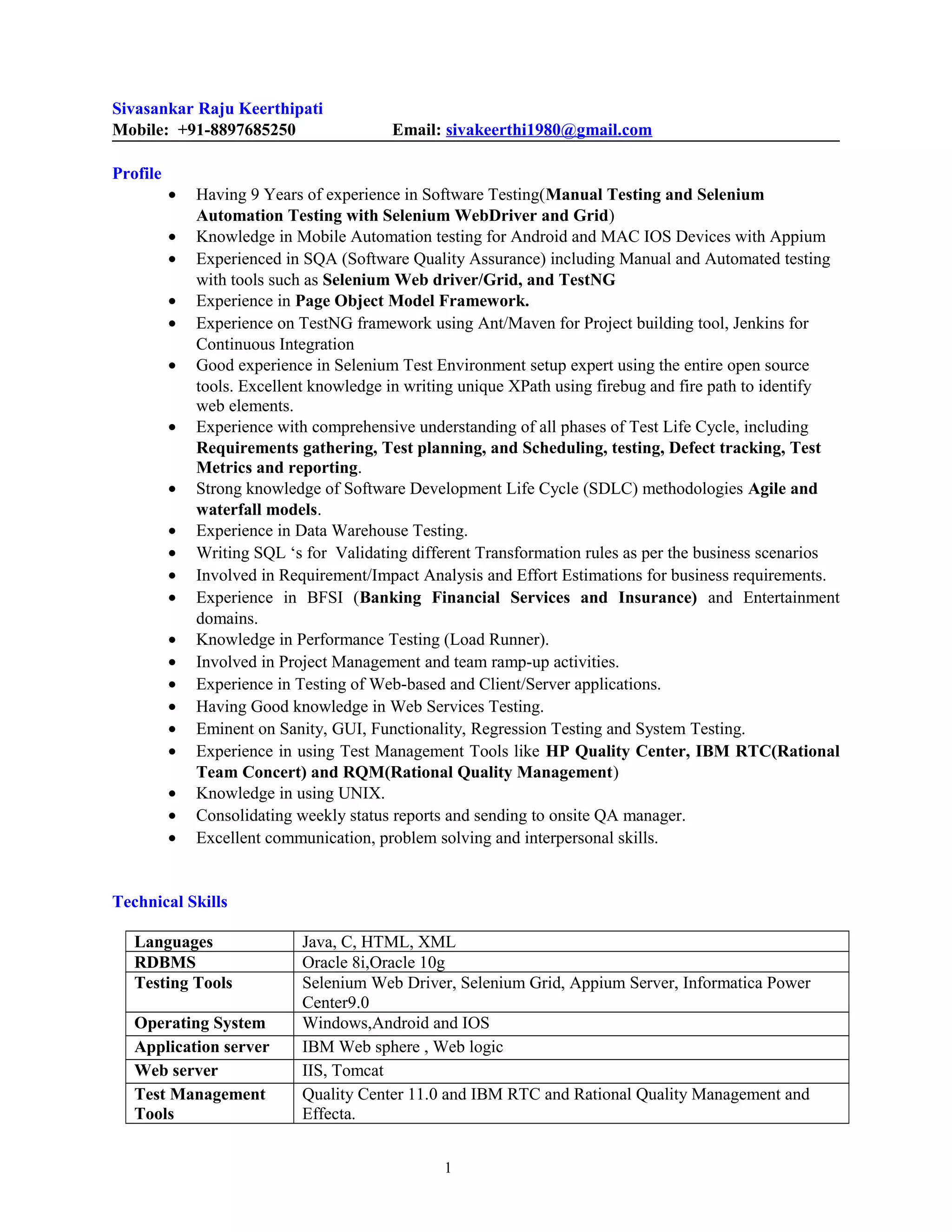 9 Yrs Manual and Selenium Testing Profile | DOC