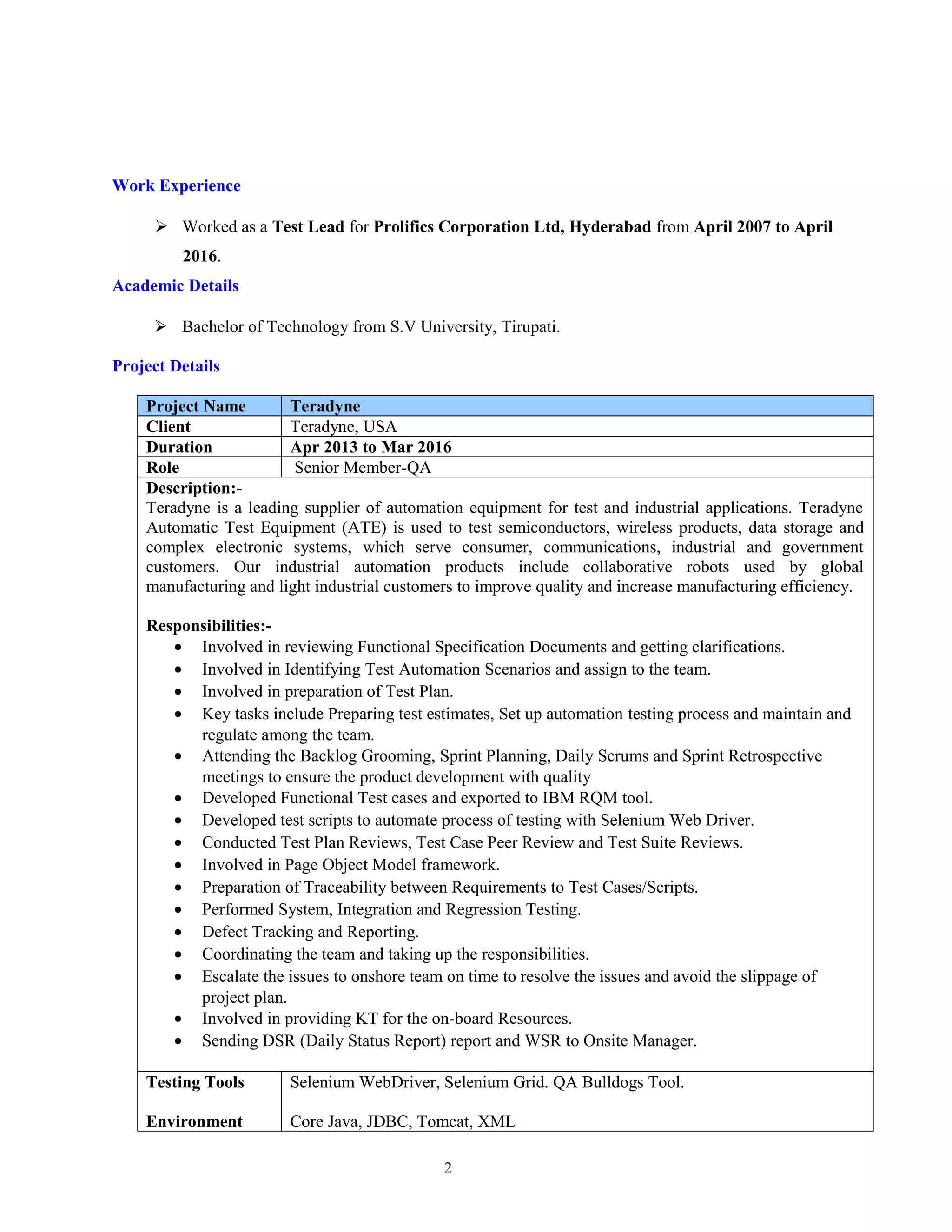9 Yrs Manual and Selenium Testing Profile | DOC