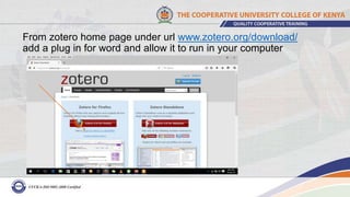 From zotero home page under url www.zotero.org/download/
add a plug in for word and allow it to run in your computer
 