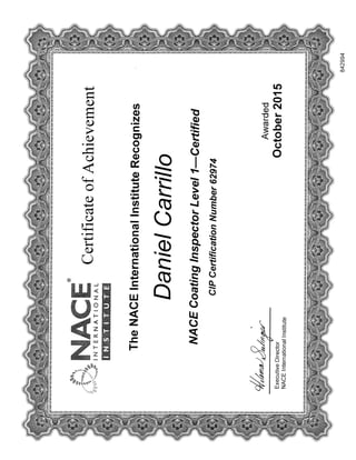 Daniel Carrillo NACE Certificate
