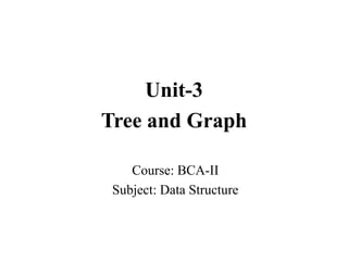 Course: BCA-II
Subject: Data Structure
Unit-3
Tree and Graph
 