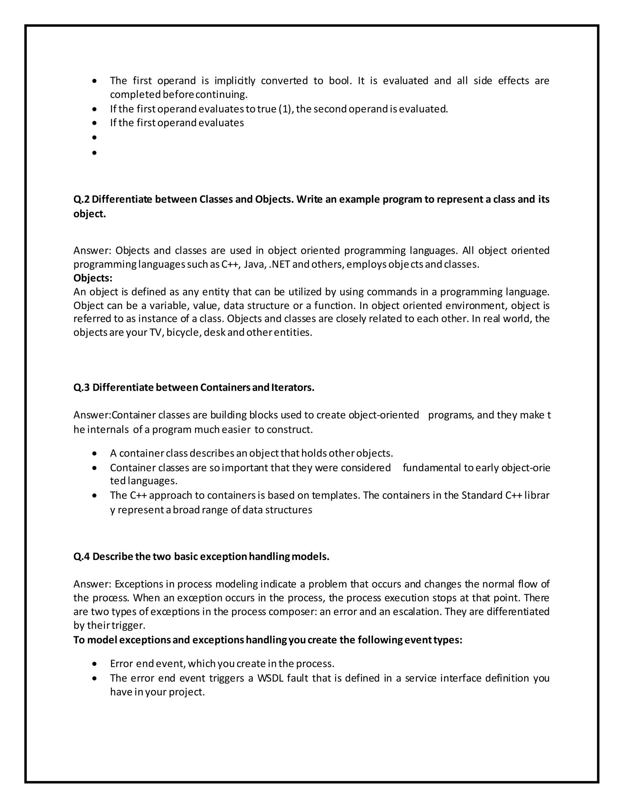 Bca2030 object oriented programming – c++ | PDF