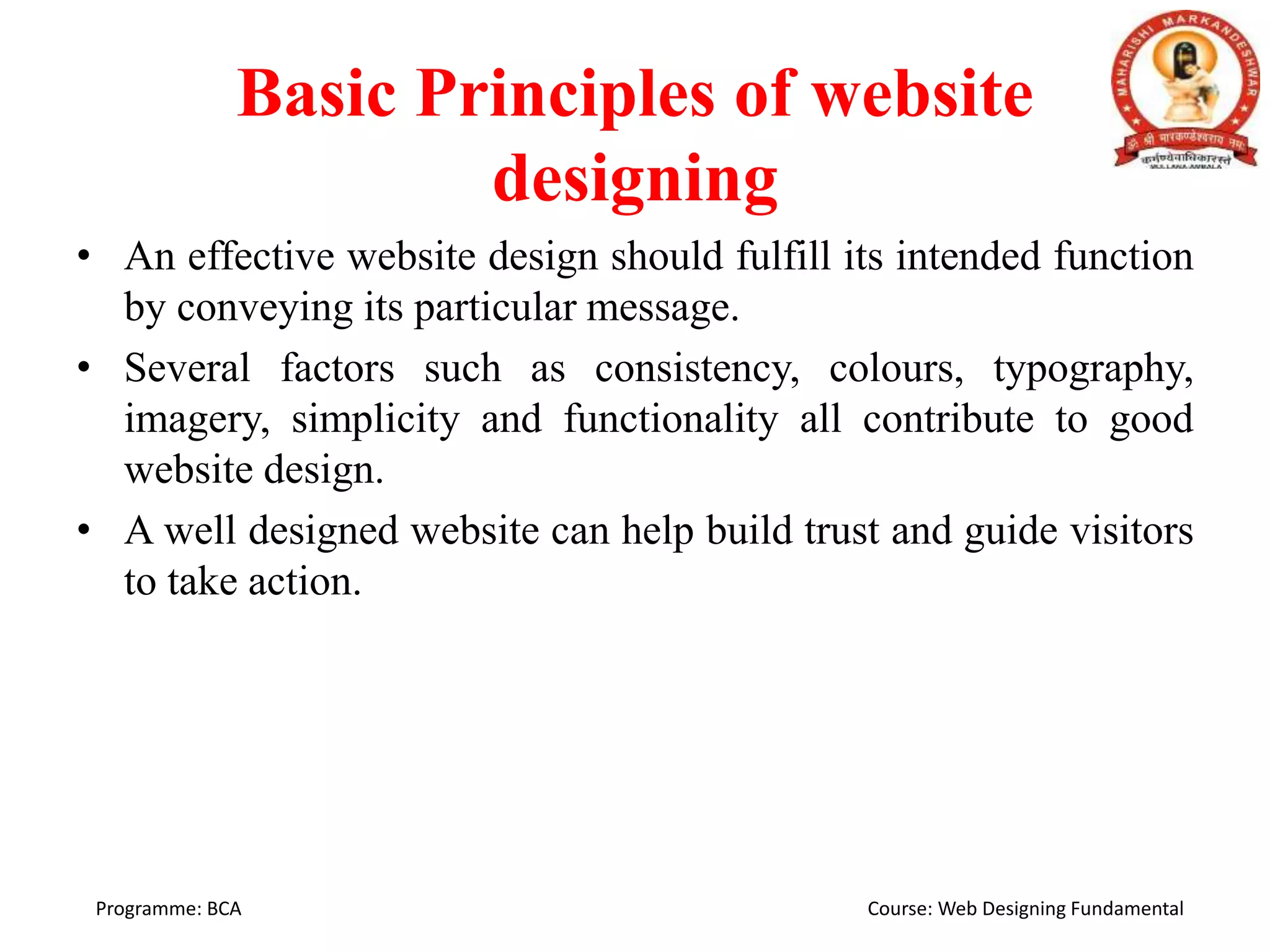 Basic Principles of website designing | PPT