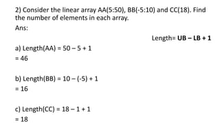 BCA DATA STRUCTURES LINEAR ARRAYS MRS.SOWMYA JYOTHI | PDF | Programming ...
