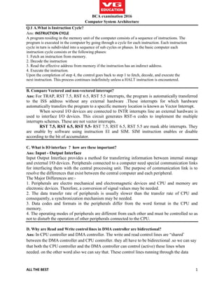 Bca examination 2016 csa | PDF | Computer Peripherals | Computing