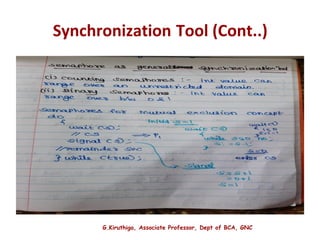 G.Kiruthiga, Associate Professor, Dept of BCA, GNC
Synchronization Tool (Cont..)
 