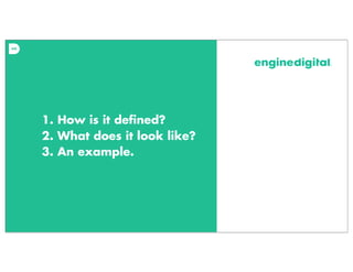 1. How is it deﬁned?
2. What does it look like?
3. An example.
 