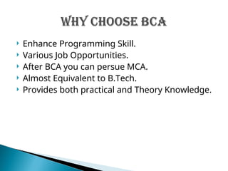 BCA presentation 2024.ppt for the career | PPT