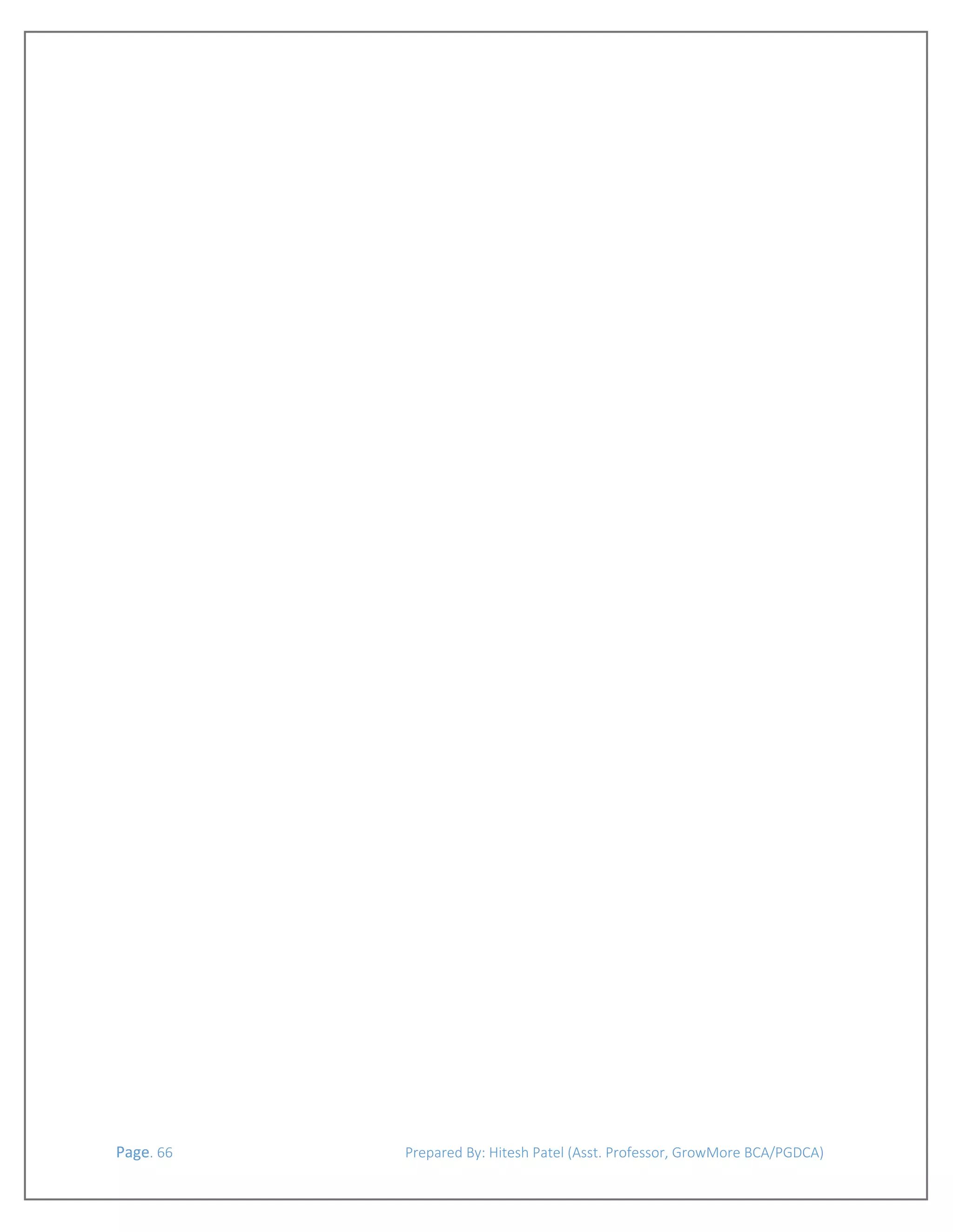  
 
 
 
 

 Page. 66                                                                  Prepared By: Hitesh Patel (Asst. Professor, GrowMore BCA/PGDCA) 

 
