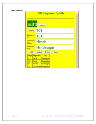  

Search Record: 

 

 

 Page. 57                                                                  Prepared By: Hitesh Patel (Asst. Professor, GrowMore BCA/PGDCA) 

 
