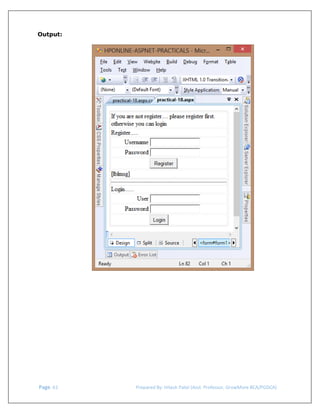  
Output:

 Page. 61                                                                  Prepared By: Hitesh Patel (Asst. Professor, GrowMore BCA/PGDCA) 

 