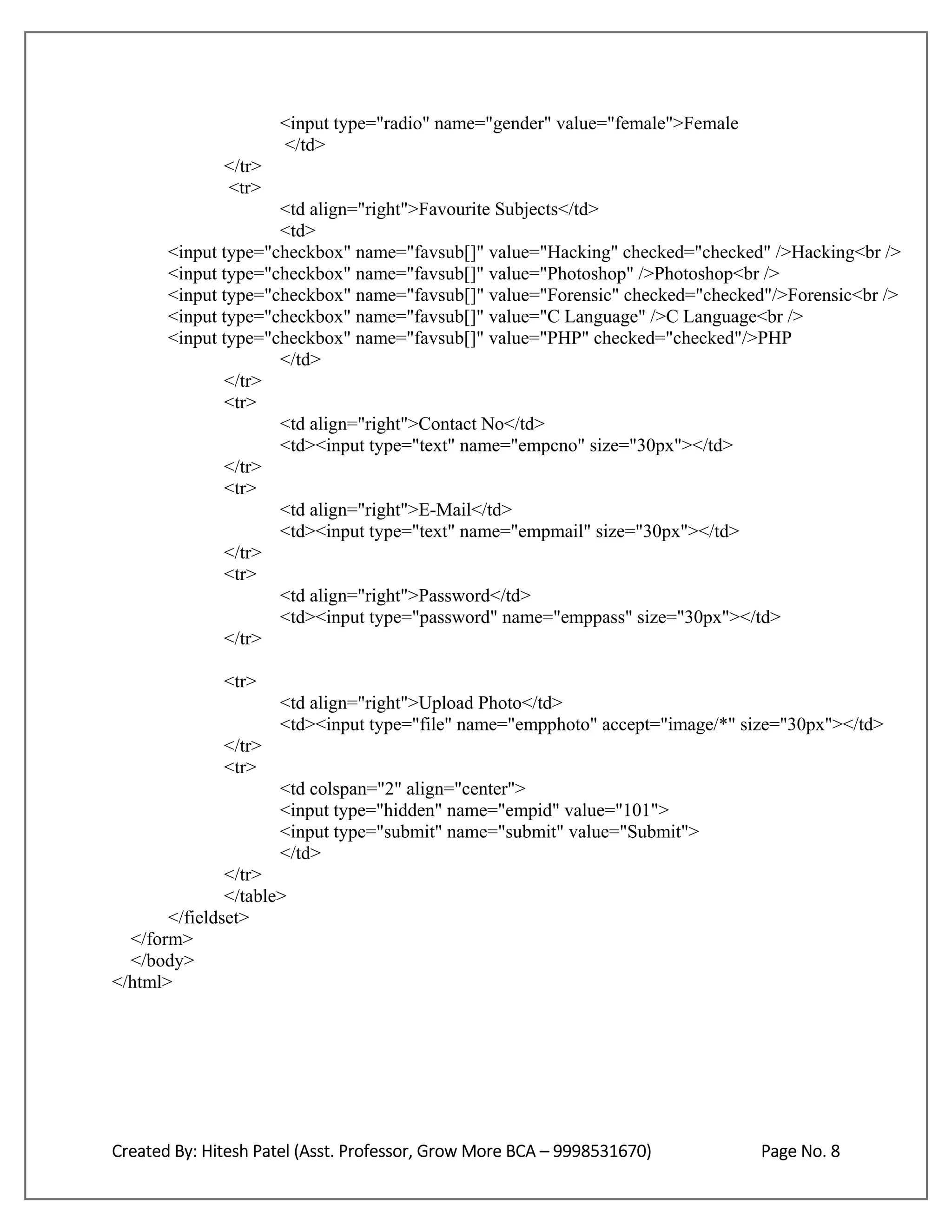 Bca sem 6 php practicals 1to12 | PDF