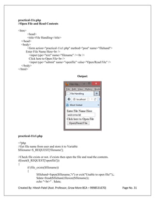 Bca sem 6 php practicals 1to12 | PDF