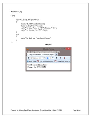 Bca sem 6 php practicals 1to12 | PDF