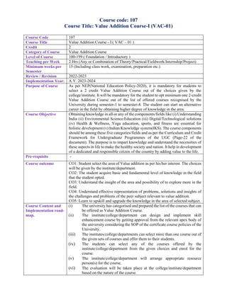 BCA Sem 1 & 2 Revised Structure & Syllabus as per Govt NEP GR dt 11-07 ...