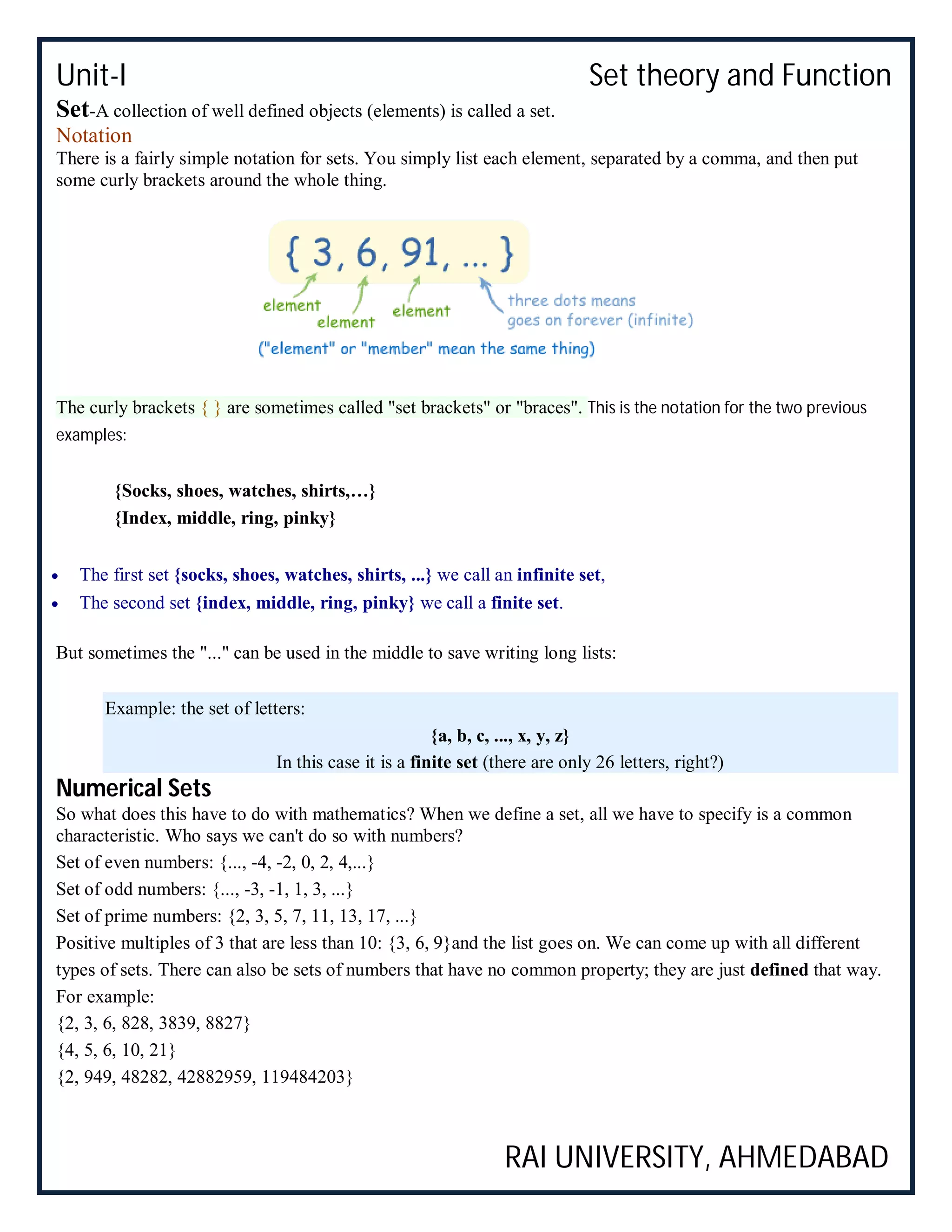 BCA_Semester-I_Mathematics-I_Set theory and function | PDF