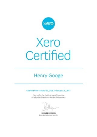 Henry Googe
Certified from January 25, 2016 to January 25, 2017
 