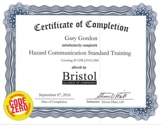 Gordon, Gary HAZCOM Training Cert 06Sep16 landscape