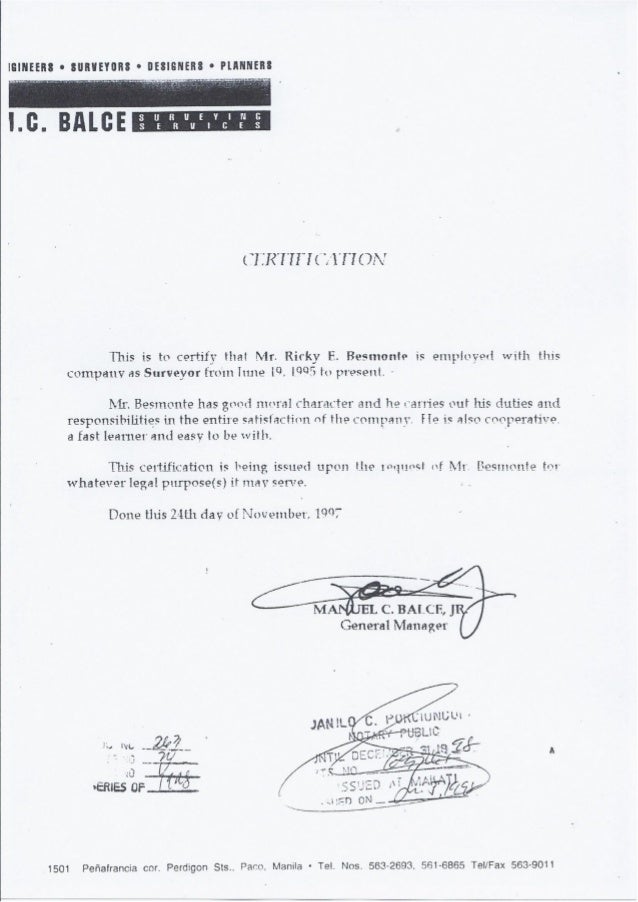 employment certification