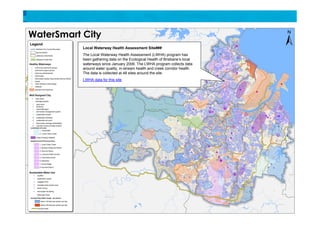 Local Waterway Health Assessment Site###
The Local Waterway Health Assessment (LWHA) program has
been gathering data on the Ecological Health of Brisbane’s local
waterways since January 2006. The LWHA program collects data
around water quality, in-stream health and creek corridor health.
The data is collected at 48 sites around the site.
LWHA data for this site
 