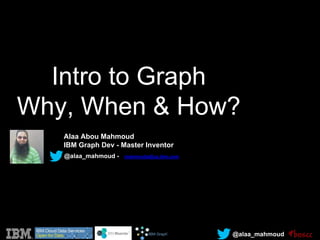 @alaa_mahmoud
@alaa_mahmoud - mahmouda@us.ibm.com
Alaa Abou Mahmoud
IBM Graph Dev - Master Inventor
Intro to Graph
Why, When & How?
 