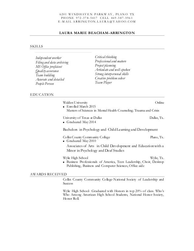 Laura Beacham Arrington Resume 2015